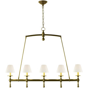 Chapman & Myers Classic2 5 Light 45 inch Hand-Rubbed Antique Brass Linear Chandelier Ceiling Light