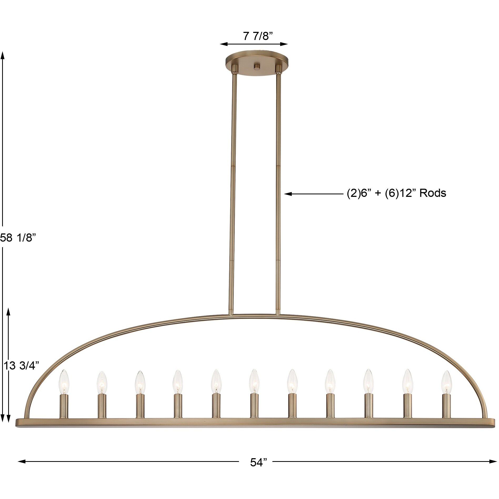 Abbott 11 Light 54 inch Vibrant Gold Chandelier Ceiling Light