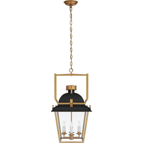 Chapman & Myers Coventry 4 Light 14 inch Matte Black and Antique-Burnished Brass Lantern Pendant Ceiling Light, Small