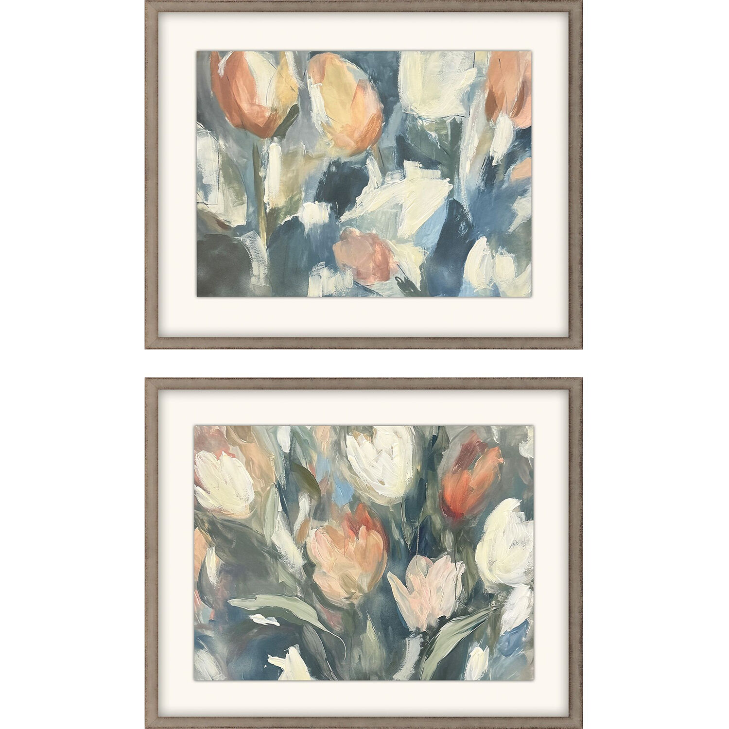 Tender Tuplips Blue and Pink and Multi Framed Art