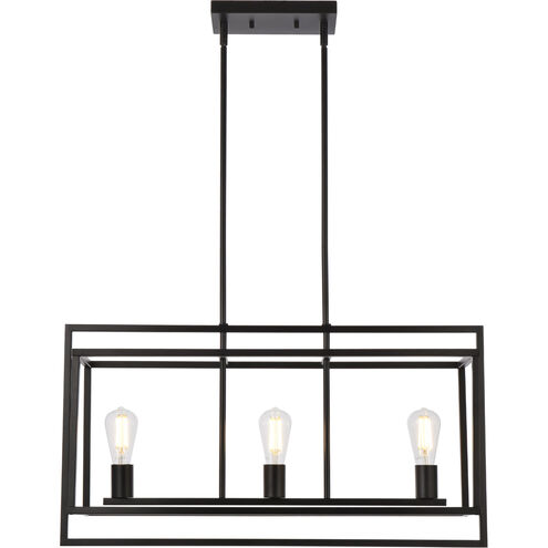 Voir 3 Light 30 inch Black Linear Pendant Ceiling Light