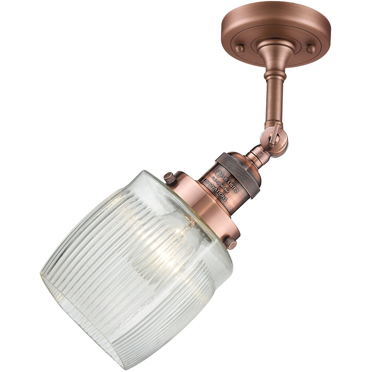 Franklin Restoration Colton LED 6 inch Antique Copper Semi-Flush Mount Ceiling Light, Franklin Restoration