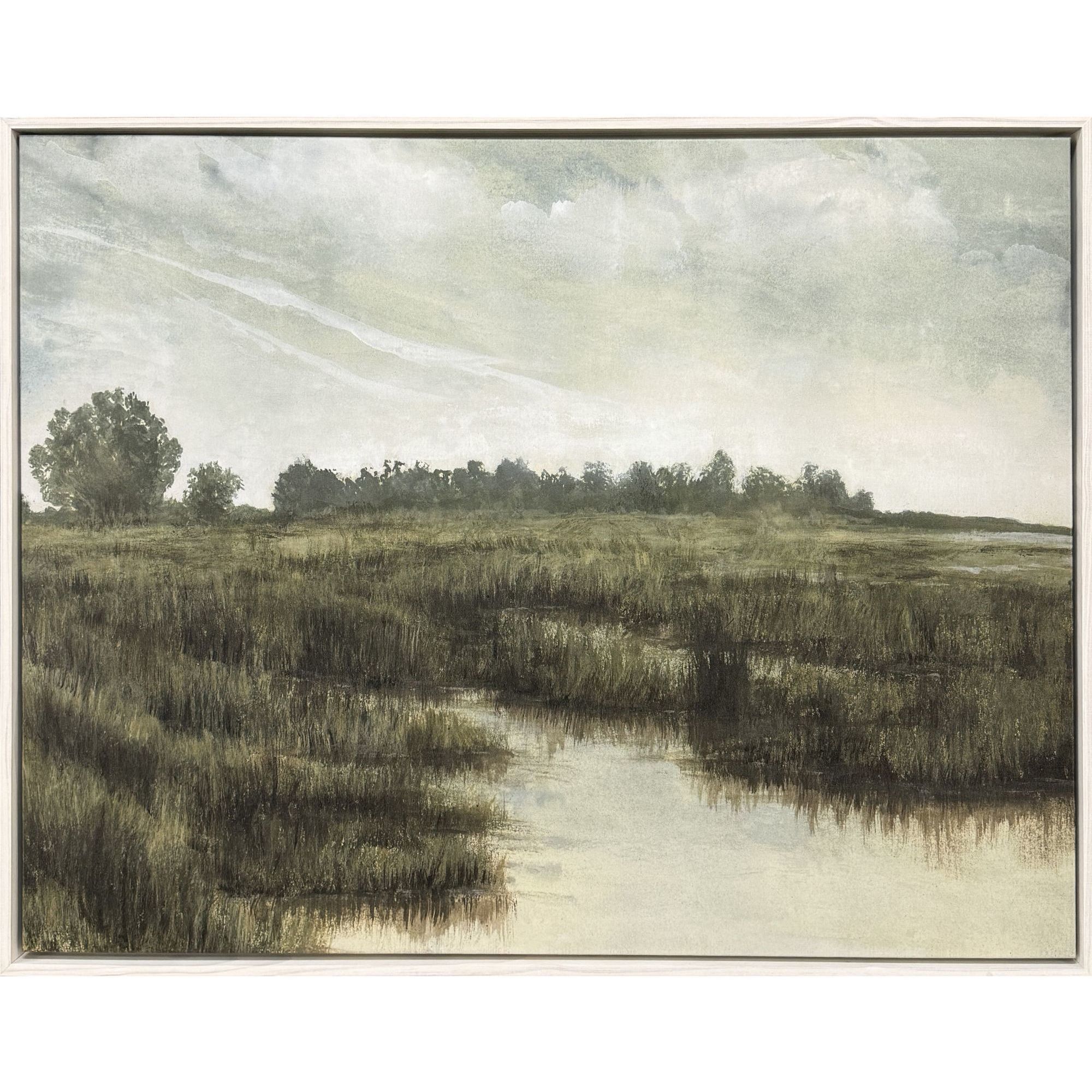 Overcast Inlet Green and Beige and Brown and Neutral Canvas