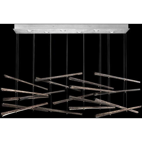 Elevate LED 62 inch Silver Leaf Pendant Ceiling Light in Meteorite Spires Studio Glass