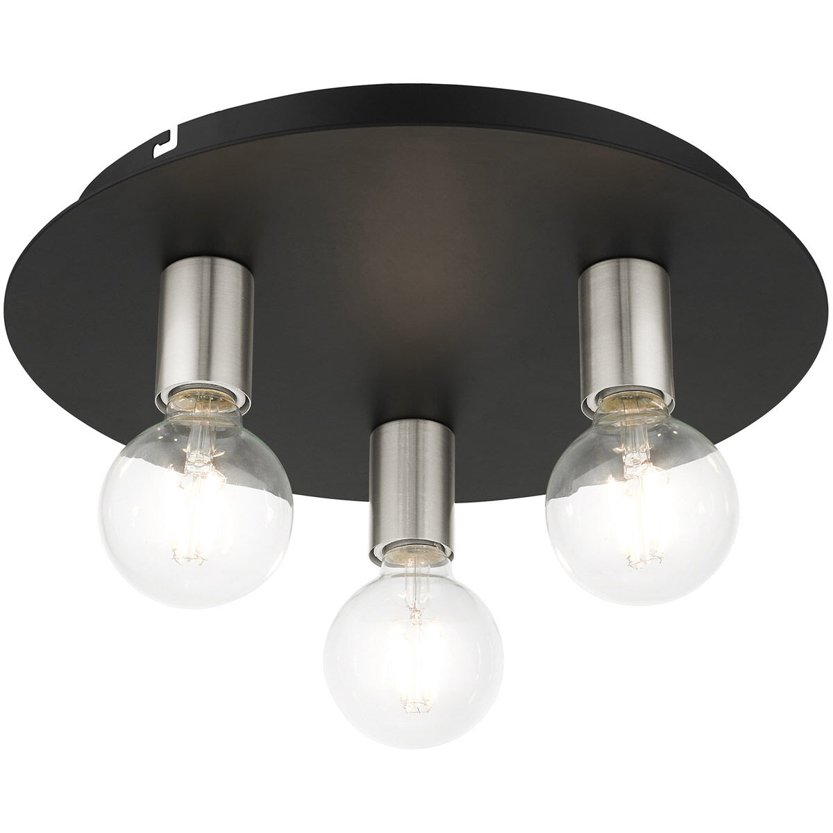 Hillview 3 Light 14 inch Black Flush Mount Ceiling Light