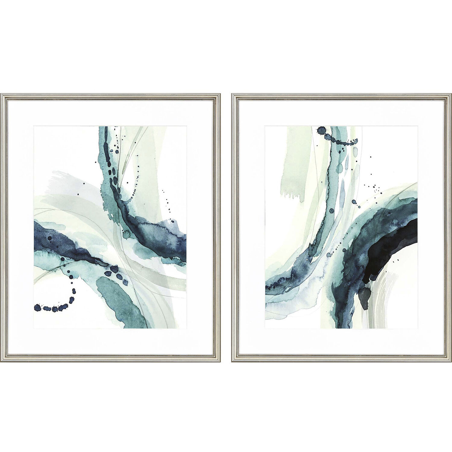 Depth Turquoise and Blue and Green and Gray Framed Art