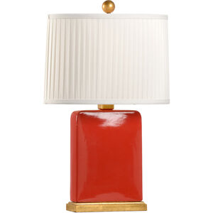 Pam Cain 23 inch 100.00 watt Rhubarb Red Glaze/Antique Gold Table Lamp Portable Light