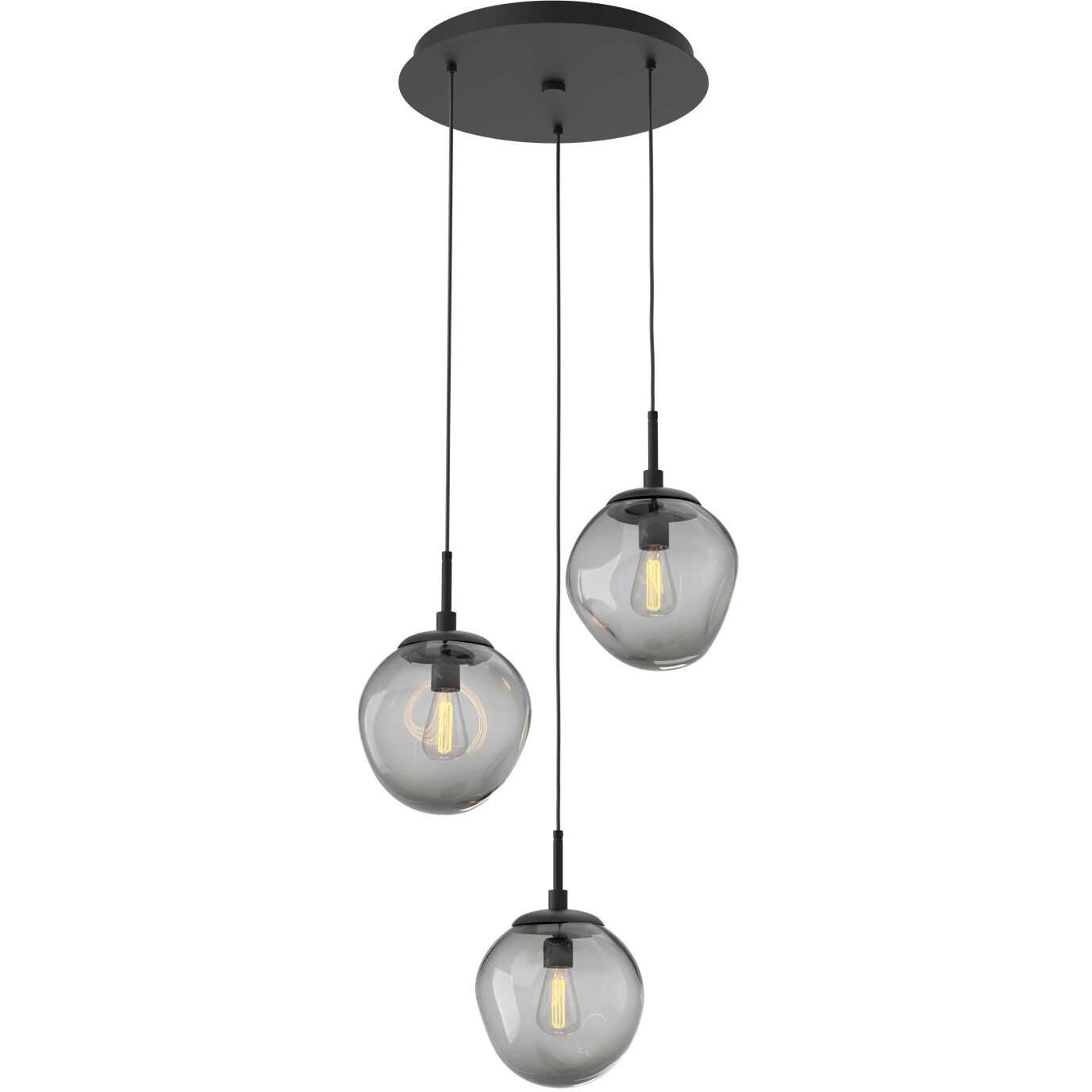 Aster Incandescent 3 Light Matte Black Chandelier Ceiling Light, Round Multi-Port