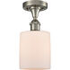 Ballston Cobbleskill LED 5 inch Brushed Satin Nickel Semi-Flush Mount Ceiling Light in Matte White Glass, Ballston