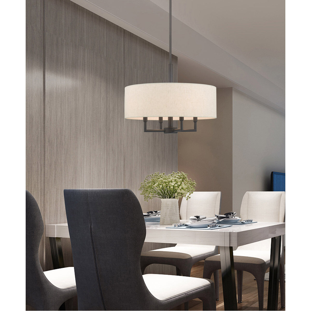 Meridian 4 Light 18 inch English Bronze Pendant Chandelier Ceiling Light