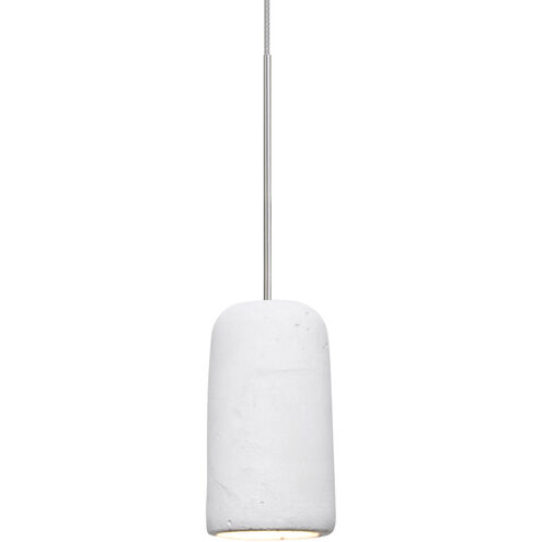 Glide LED Satin Nickel Cord Pendant Ceiling Light in White Concrete