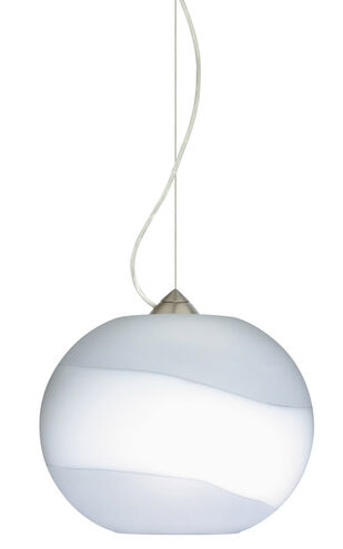 Luna LED Satin Nickel Pendant Ceiling Light in Opal Frost Glass