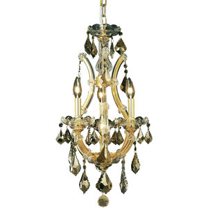 Maria Theresa 4 Light 12 inch Gold Pendant Ceiling Light in Golden Teak, Royal Cut