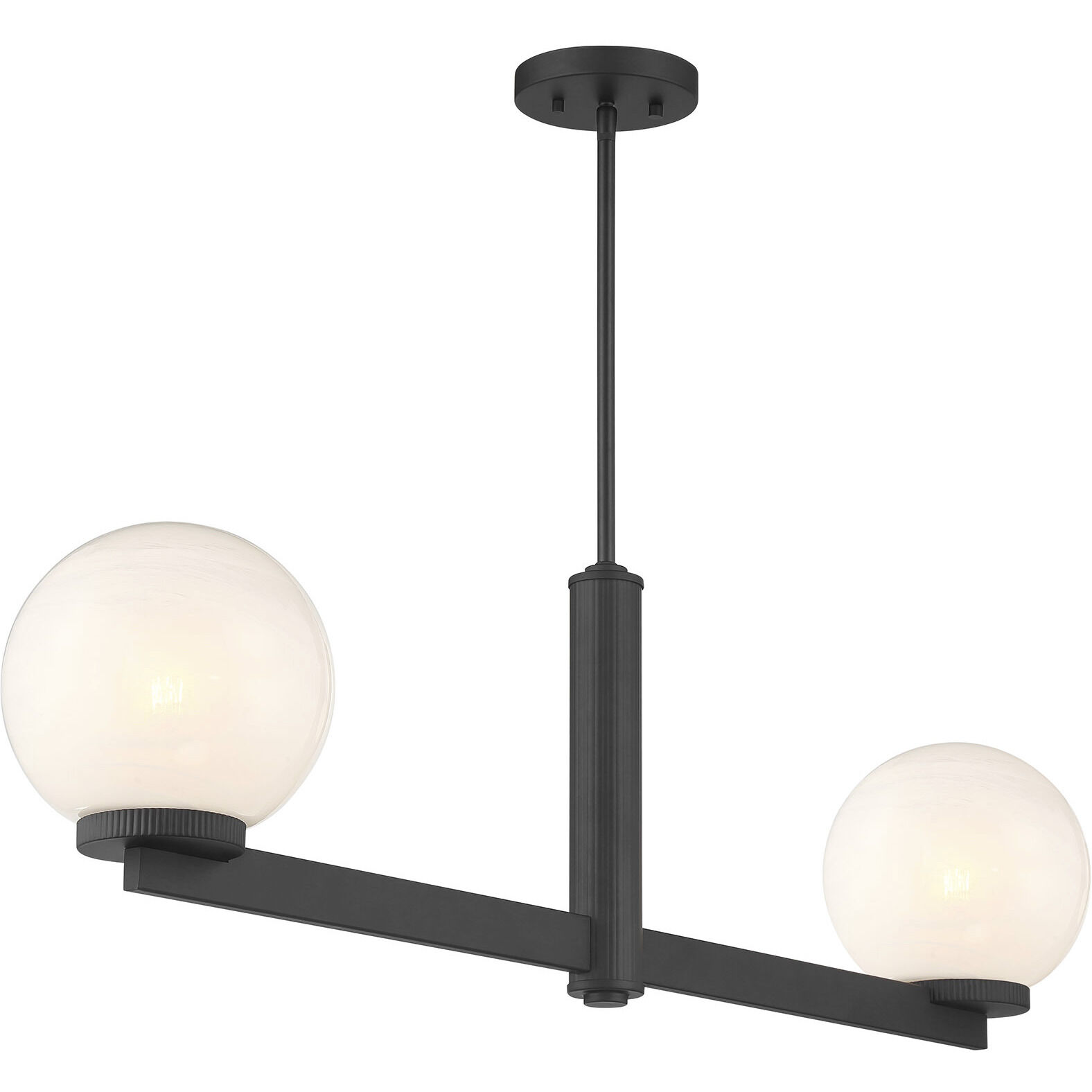Modern 2 Light 42 inch Matte Black Linear Chandelier Ceiling Light