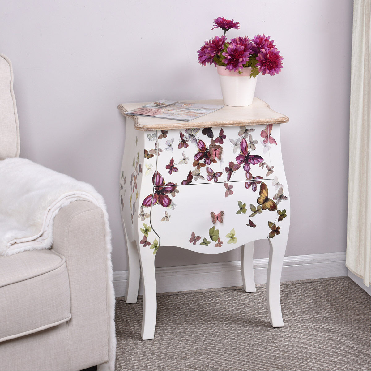 Pink accent cabinet top