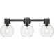 Lawton Sphere 3 Light 24 inch Matte Black Bath Vanity Light Wall Light in Seedy Glass
