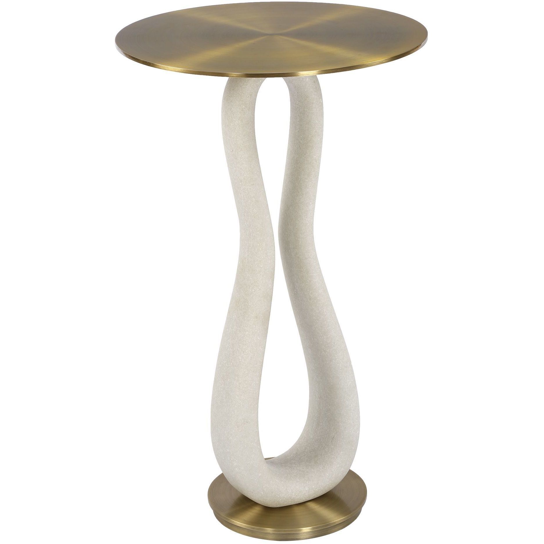 Sonia 23.25 X 14 inch Brass, White Accent Table