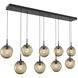 Aster LED LED Matte Black Linear Pendant Ceiling Light in 3000K LED, Zircon Inner - Bronze Outer, Multi-Port