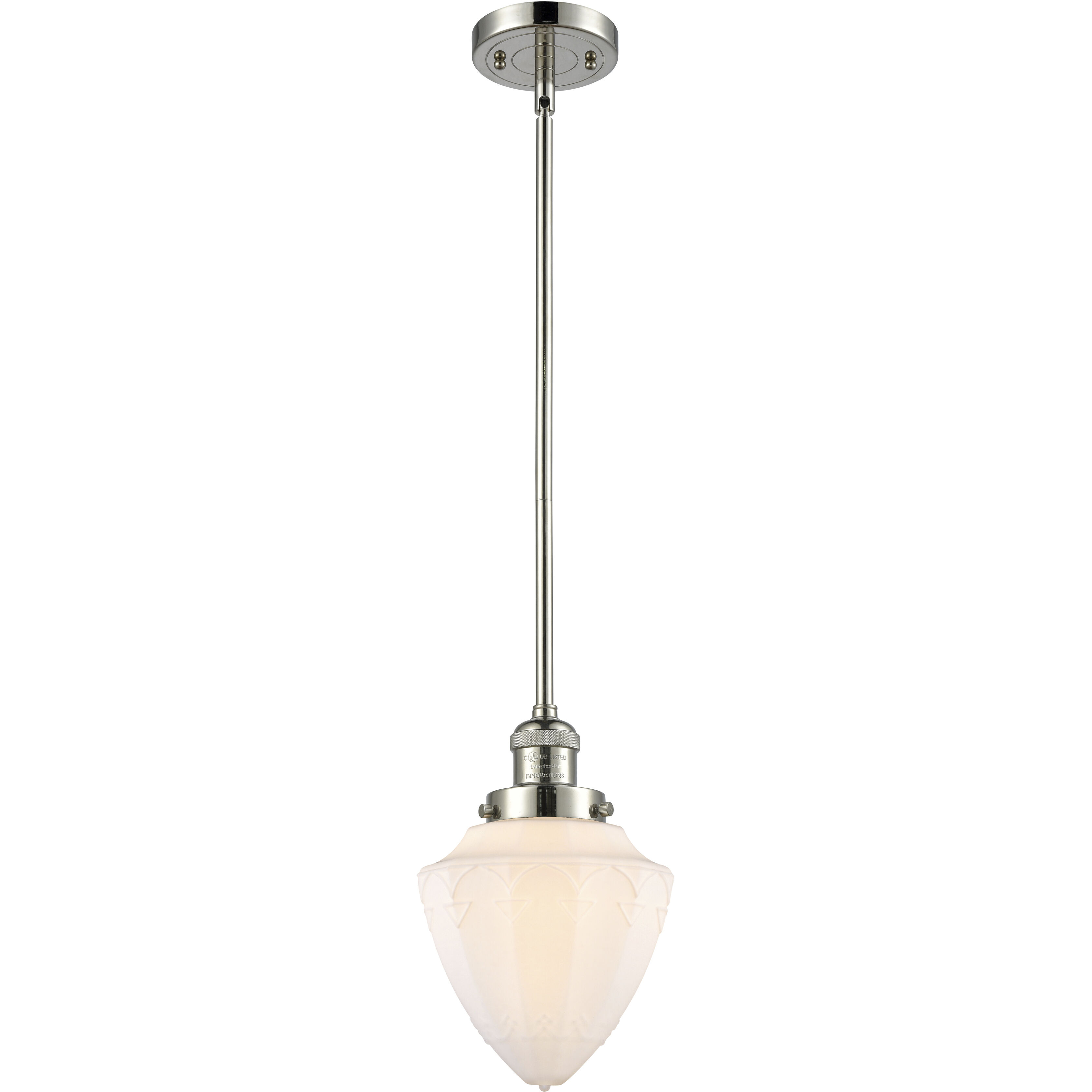 Franklin Restoration Bullet LED 7 inch Polished Nickel Mini Pendant Ceiling Light in Matte White
