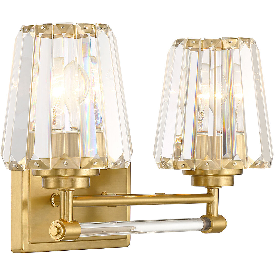 Garnet 2 Light 16 inch Warm Brass Bathroom Vanity Light Wall Light