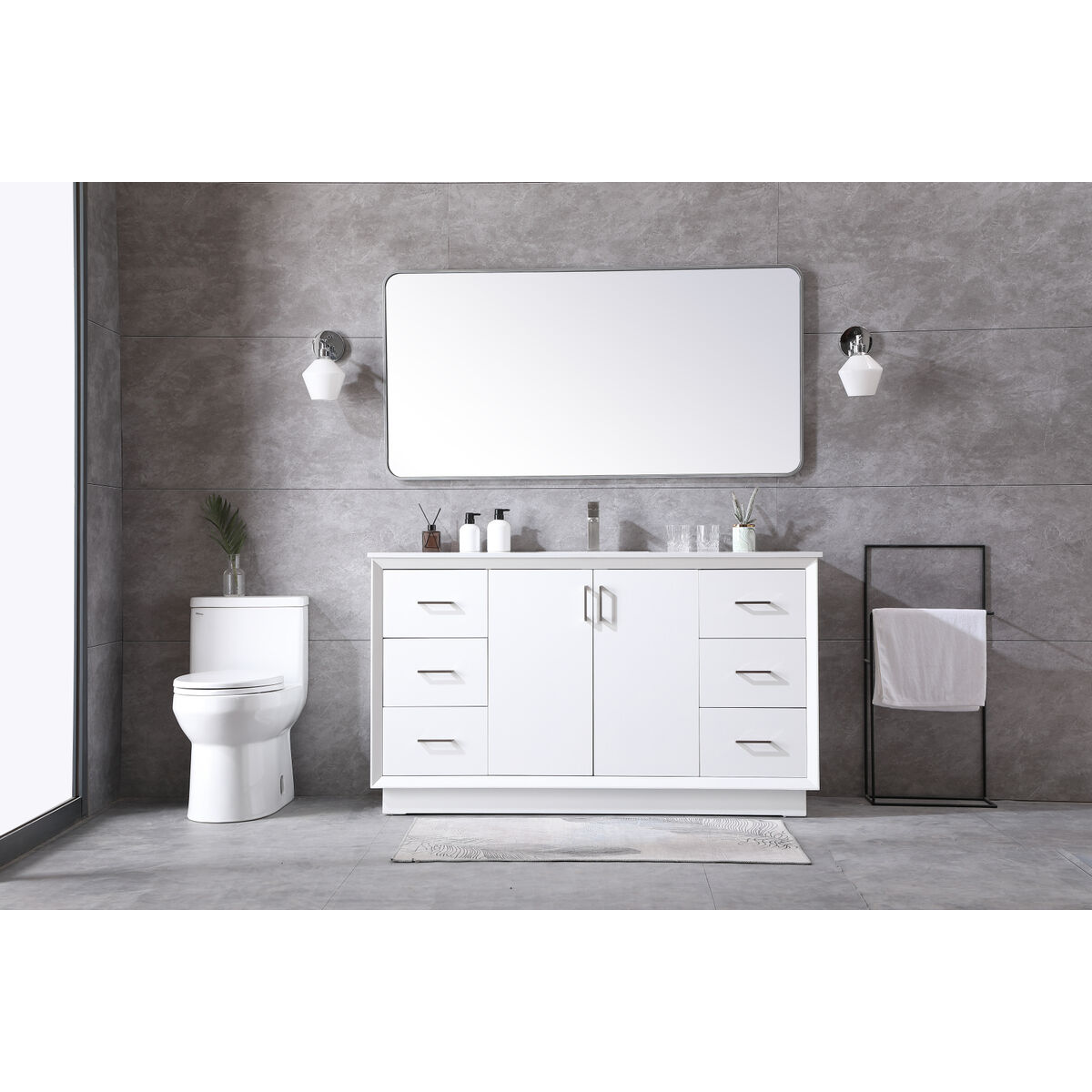 Hayes 60 X 22 X 35 inch White Vanity Sink Set