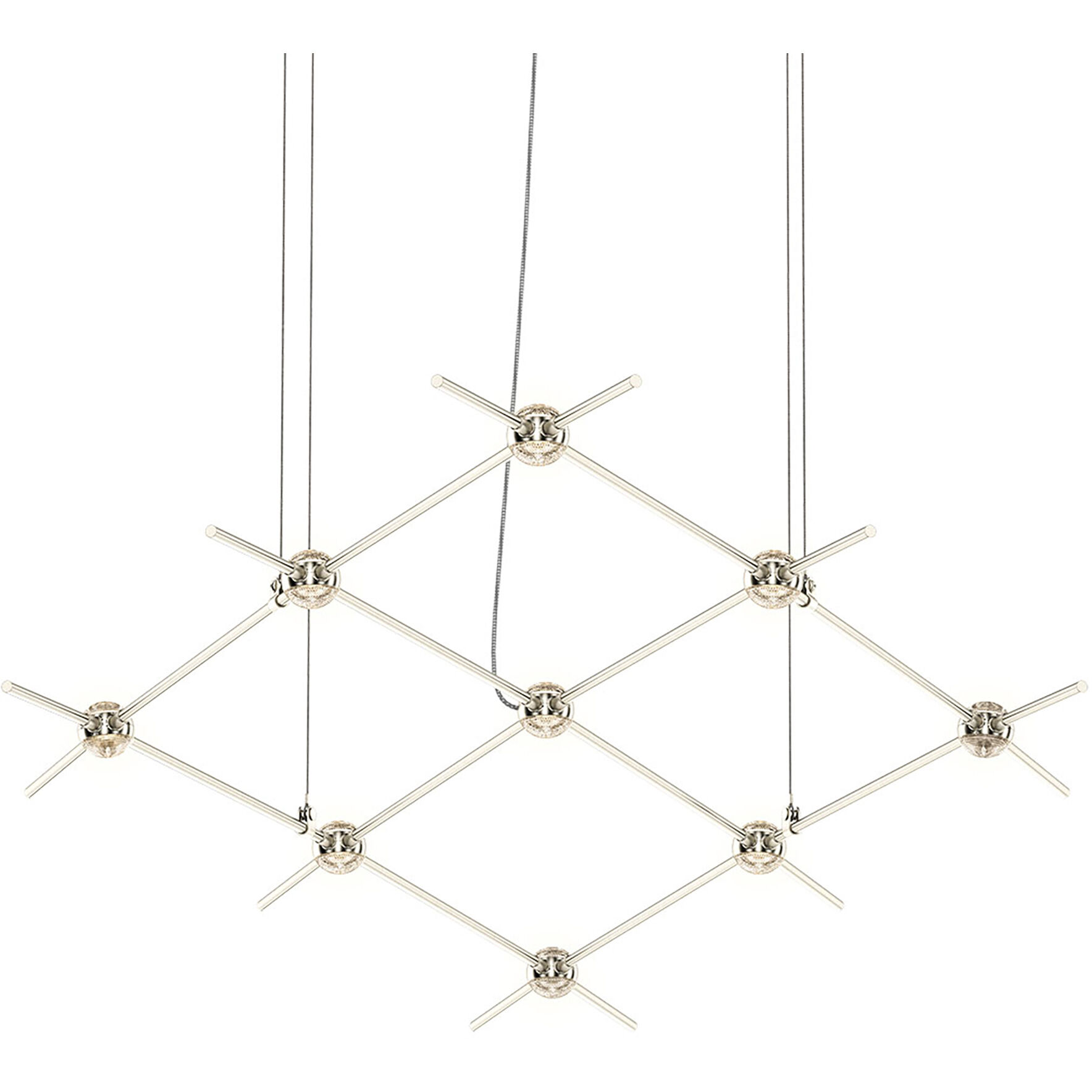 Constellation Aquarius Minor LED 66.75 inch Satin Nickel Chandelier Ceiling Light in 2700K, Clear Faceted Acrylic, 10 FT. Cord