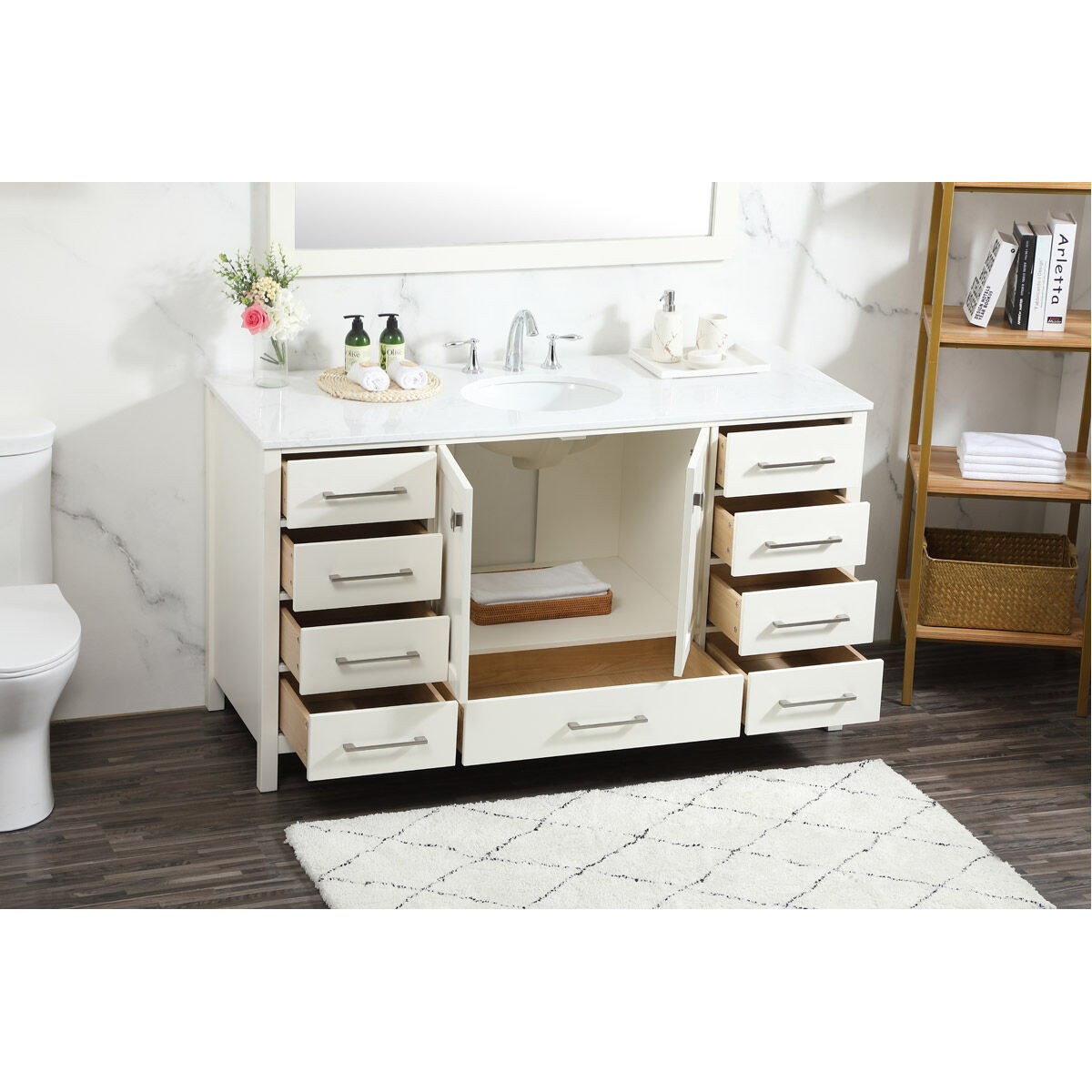 Irene 60 X 22 X 34 inch White Vanity Sink Set