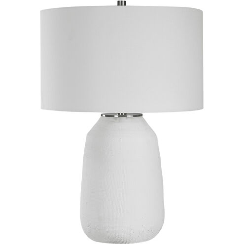 Heir 26 inch 150.00 watt Chalk White Matte and Brushed Nickel Table Lamp Portable Light