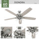 Dondra 60 inch Brushed Nickel with Light Gray Oak Blades Ceiling Fan