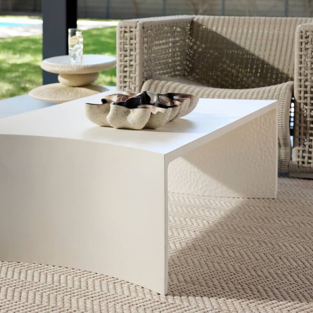 Haney 45.5 X 15.5 inch Ivory Outdoor Coffee Table