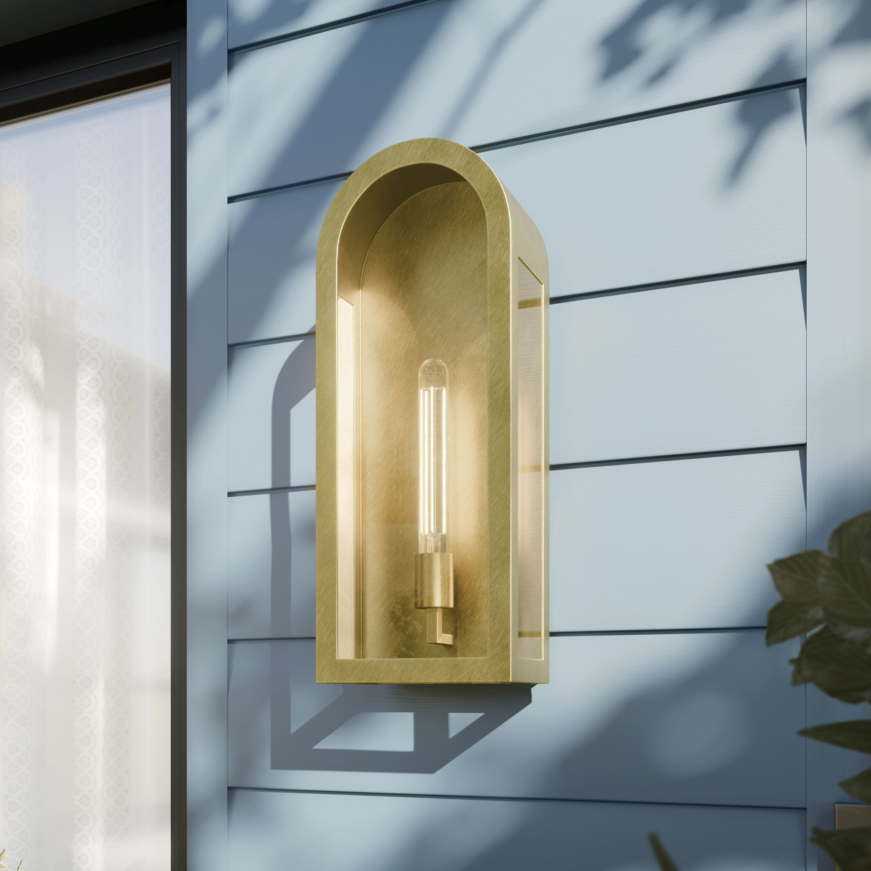 Marea 1 Light 20.25 inch Natural Brass Outdoor Wall Light