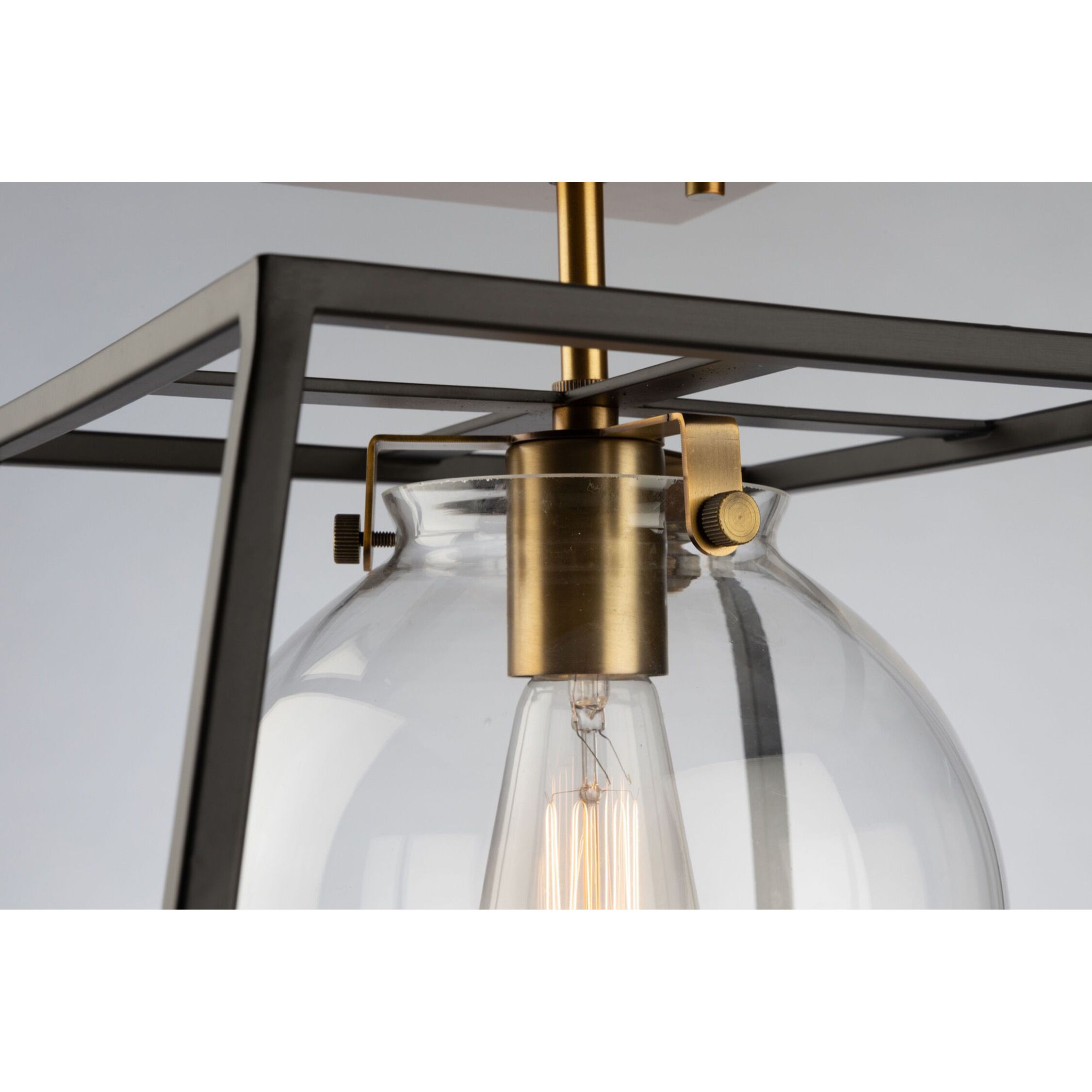 Bridgetown LED 10 inch Black and Harvest Brass Semi-Flush Mount Ceiling Light