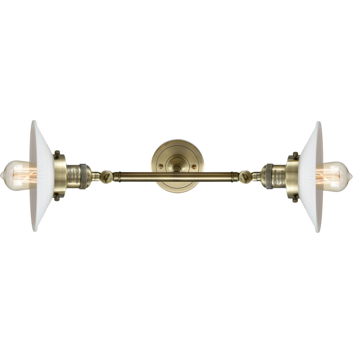 Franklin Restoration Halophane LED 18 inch Antique Brass Bath Vanity Light Wall Light in Matte White Halophane Glass, Franklin Restoration