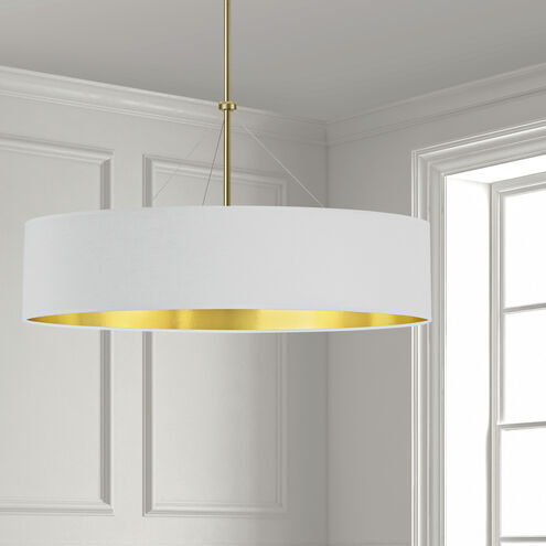 Pallavi 4 Light 30 inch Aged Brass Chandelier Ceiling Light in White/Gold Jewel Tone