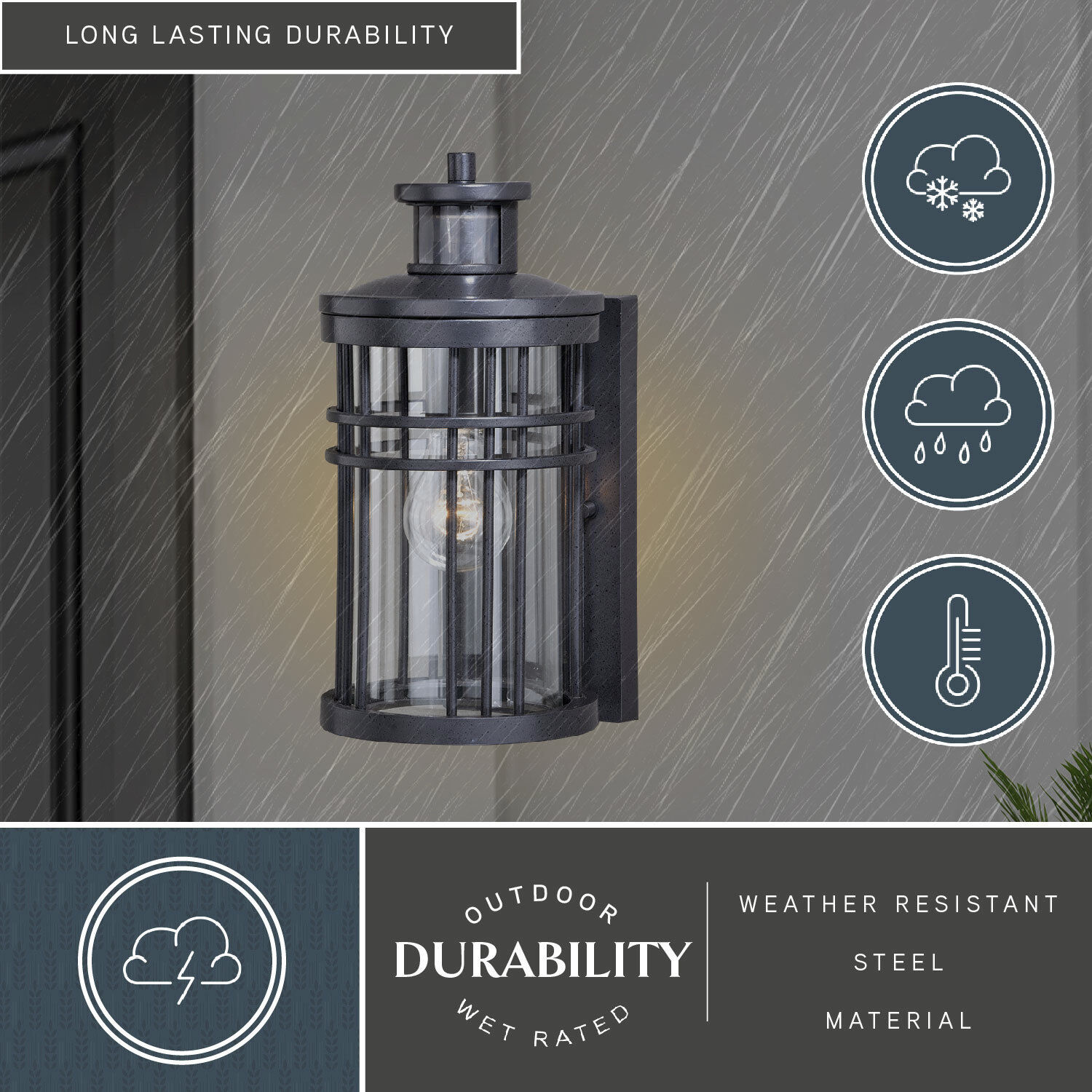 Wrightwood Vintage Black Outdoor Motion Sensor