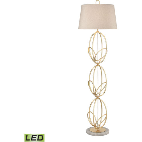 Morely 63 inch 9 watt Gold Leaf with White Floor Lamp Portable Light
