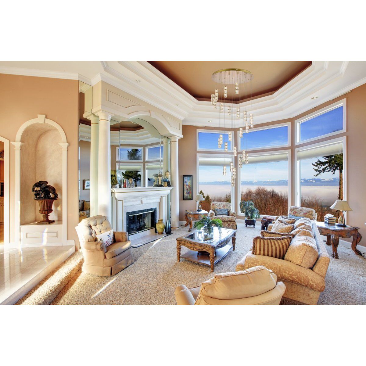 Polaris 25 Light 42 inch Gold Chandelier Ceiling Light