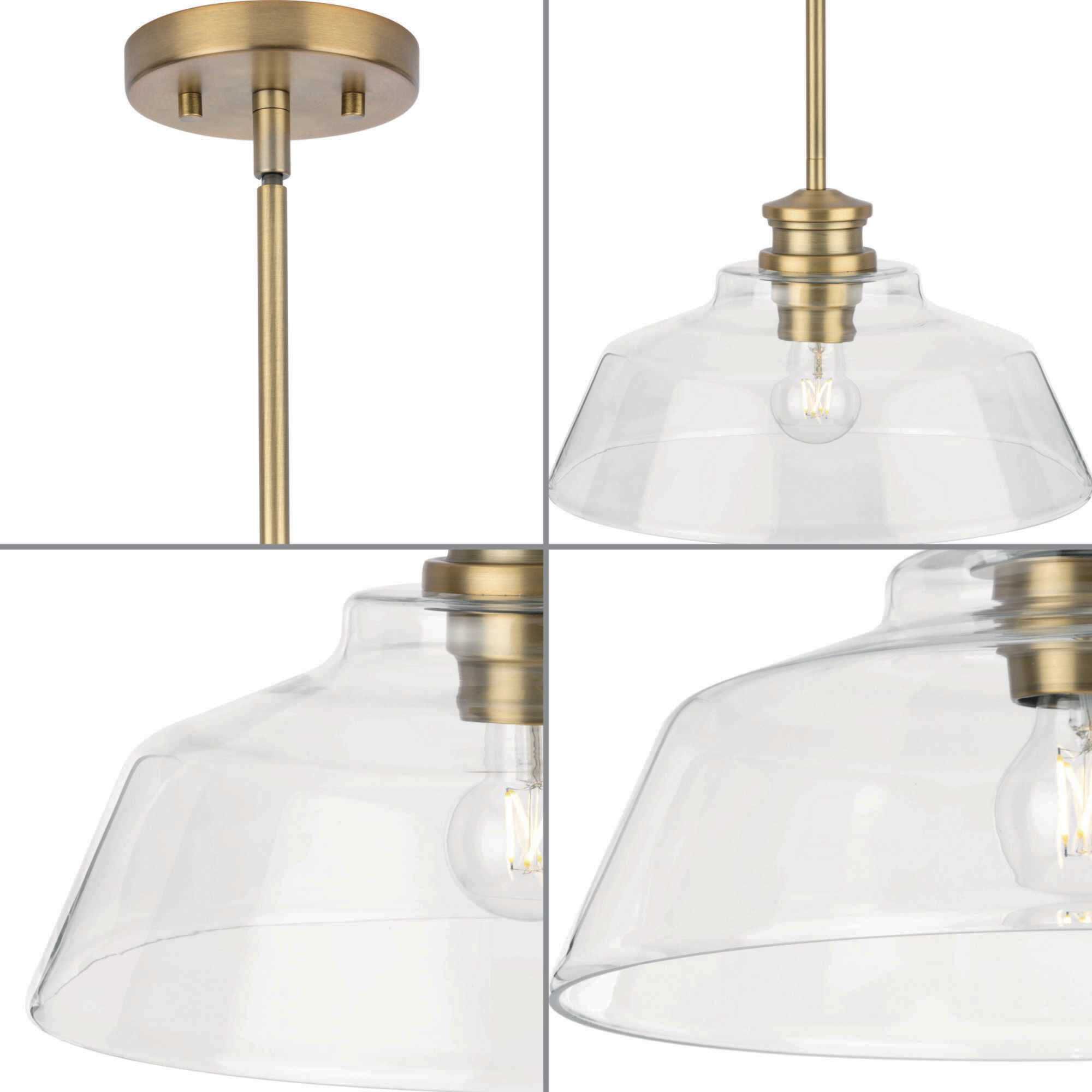 Singleton 1 Light 14 inch Vintage Brass Pendant Ceiling Light