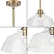 Singleton 1 Light 14 inch Vintage Brass Pendant Ceiling Light