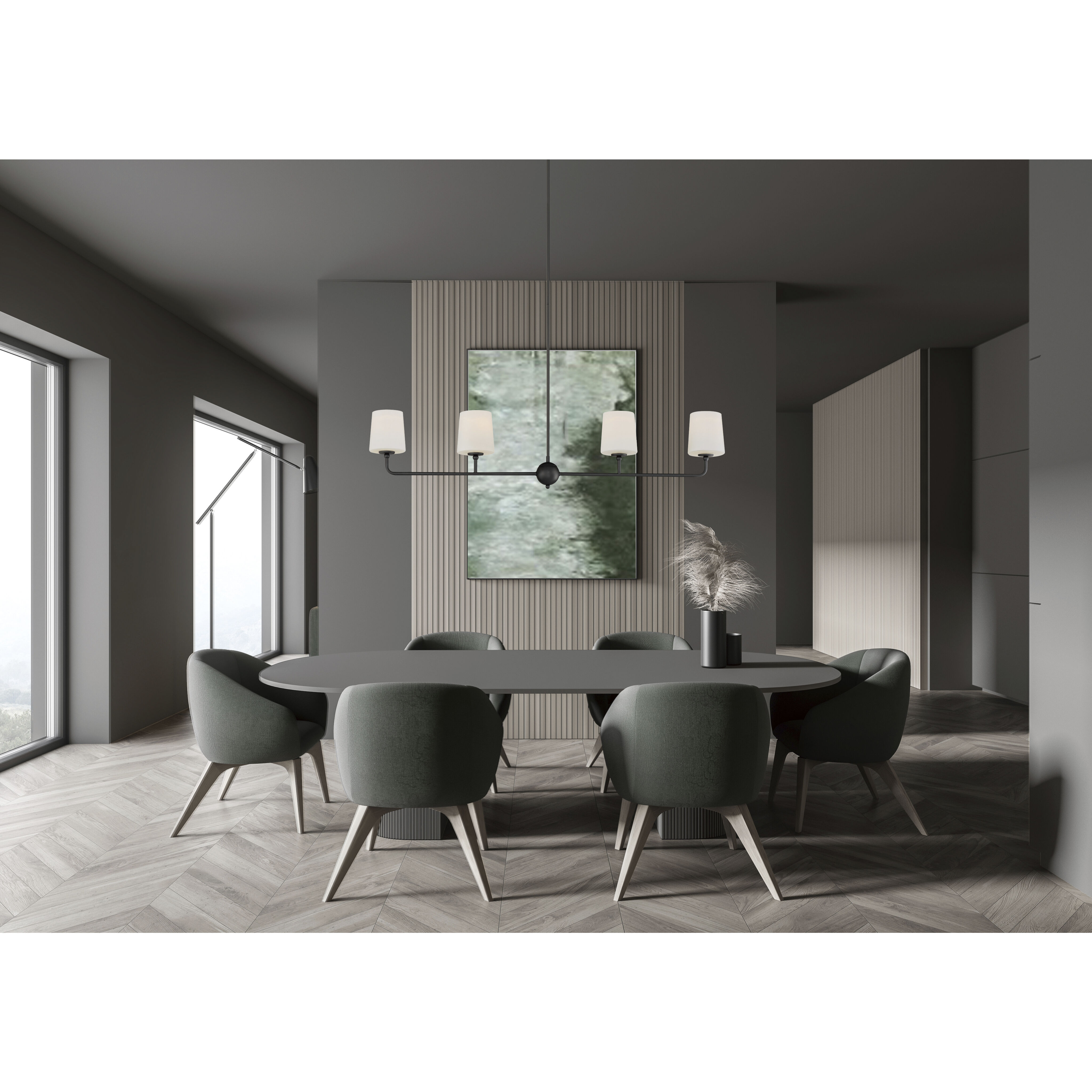 Bristol 4 Light 48 inch Anthracite Linear Pendant Ceiling Light