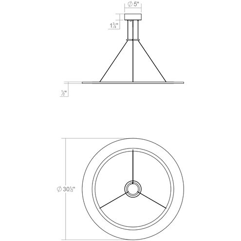 Arctic Rings LED 31 inch Satin Black Ring Pendant Ceiling Light