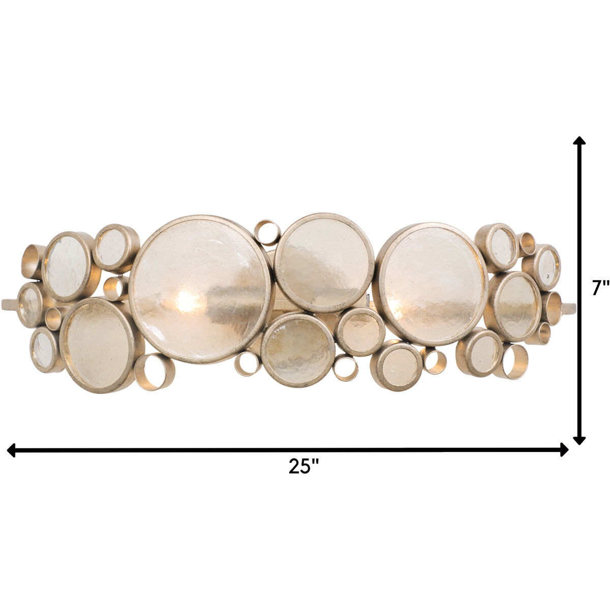 Fascination 2 Light 25 inch Zen Gold Vanity Light Wall Light in Recycled Champagne Bottle Glass 