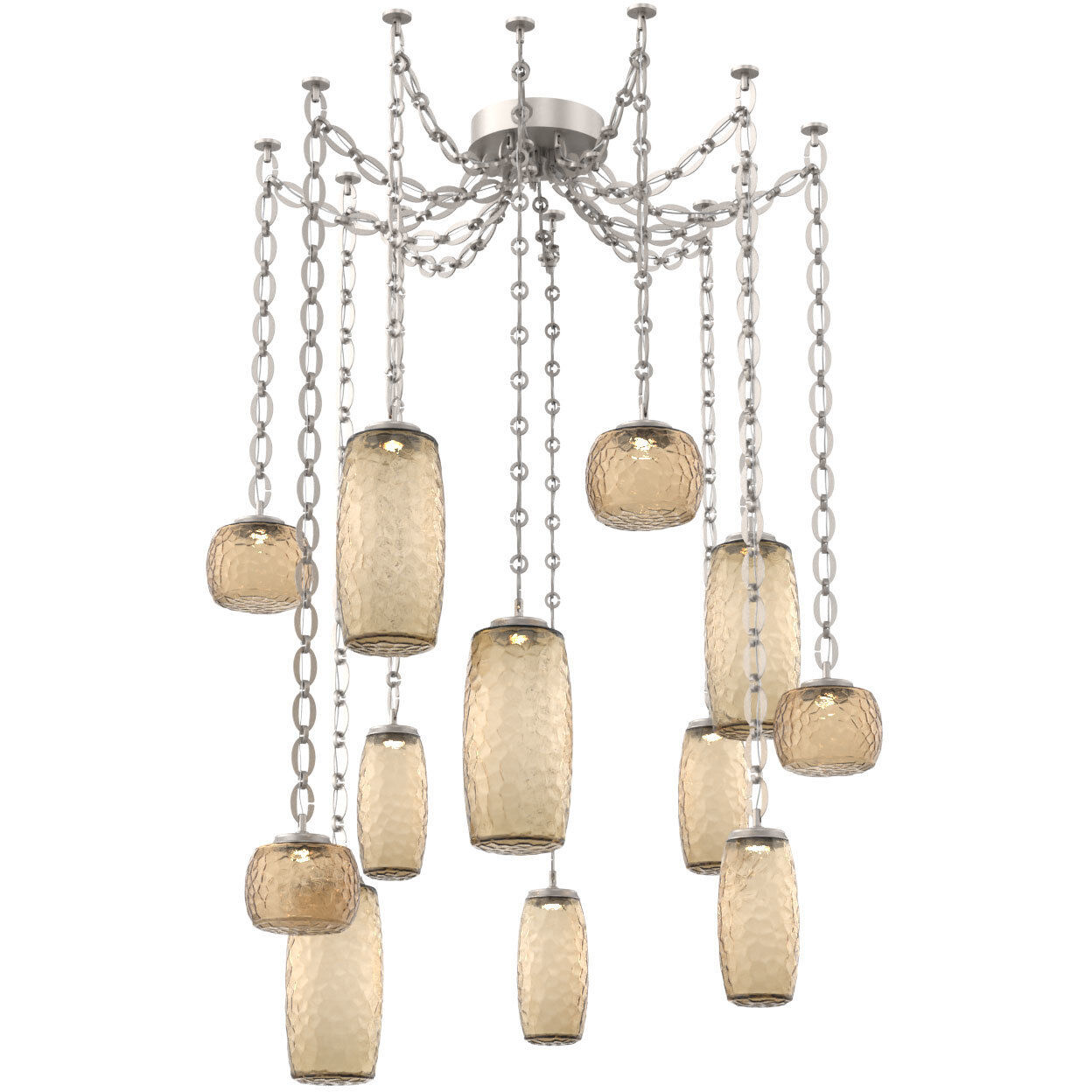Vessel LED 15.2 inch Beige Silver Swag Multi-Pendant Ceiling Light in 3000K LED, Bronze, Oval Chain