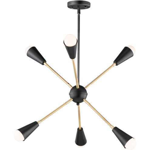Lovell 6 Light 26 inch Black/Satin Brass Multi-Light Pendant Ceiling Light in Incandescent
