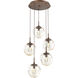Aster Incandescent 5 Light Burnished Bronze Chandelier Ceiling Light, Round Multi-Pendant