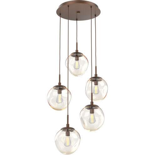 Aster Incandescent 5 Light Burnished Bronze Chandelier Ceiling Light, Round Multi-Pendant