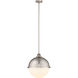 Nouveau 2 Hampden LED 13 inch Brushed Satin Nickel Pendant Ceiling Light in Matte White Glass