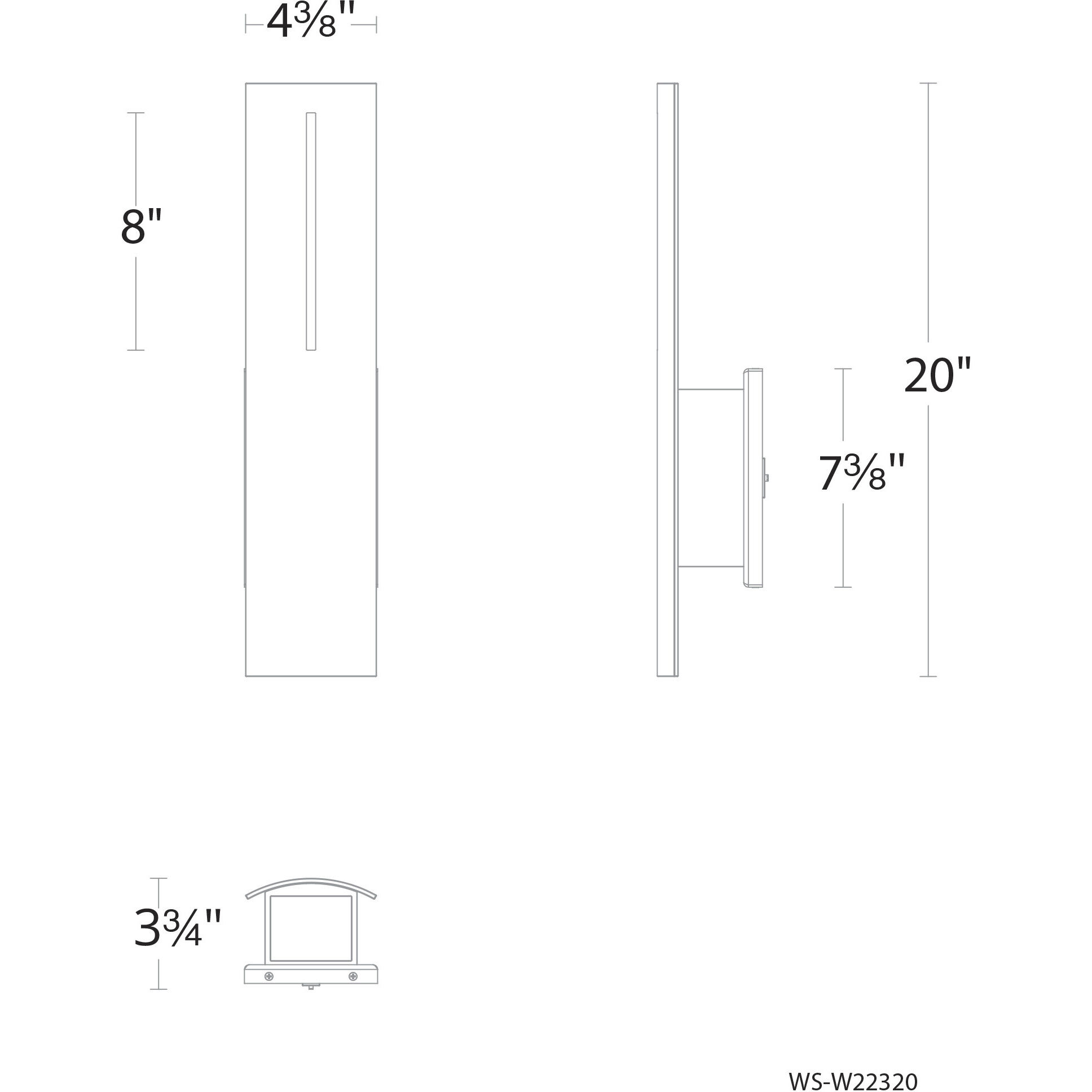 Aegis 1 Light 20 inch Black Outdoor Wall Light in 3500K