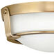 Hathaway 2 Light 13 inch Heritage Brass Indoor Flush Mount Ceiling Light in Etched White