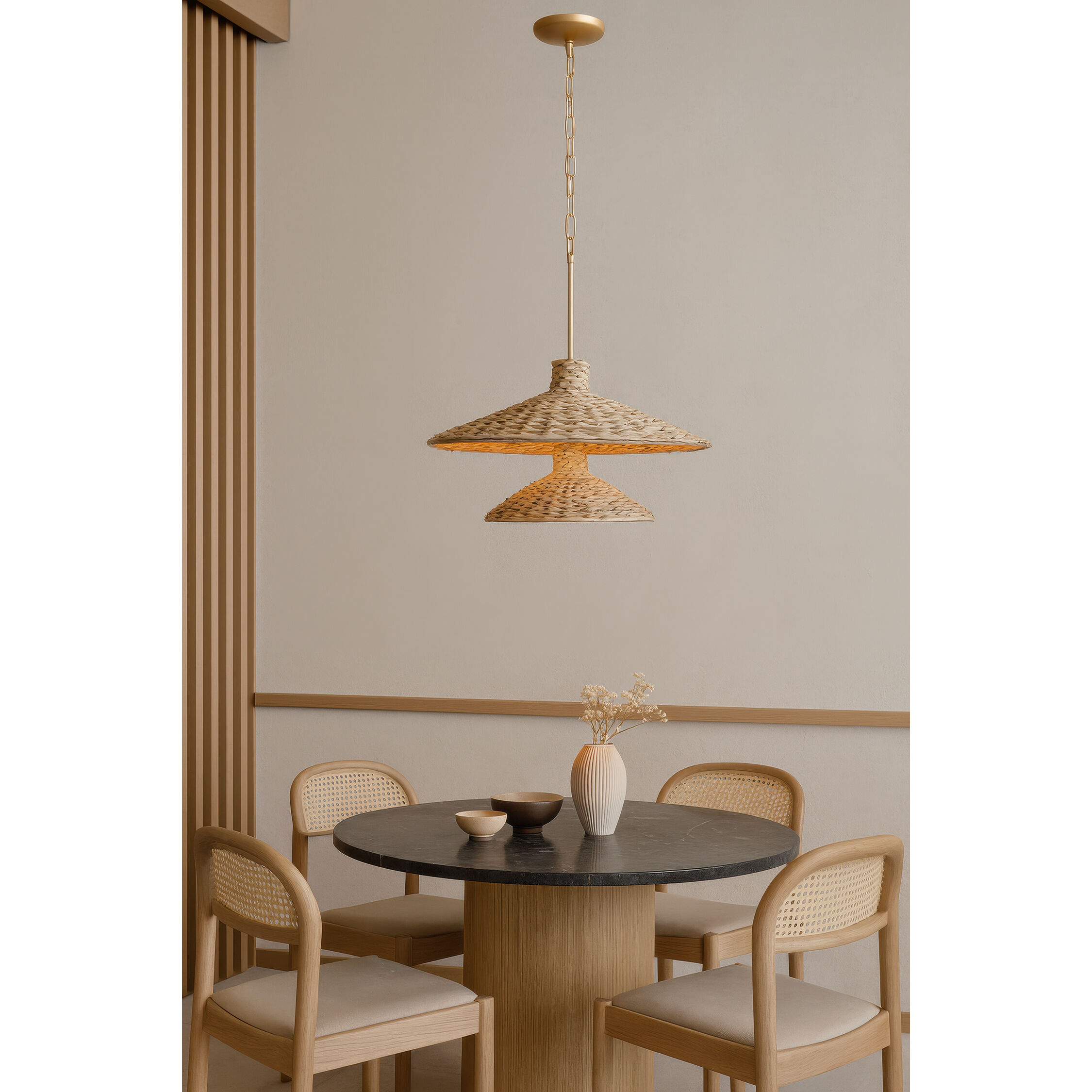 Hilton Head 9 Light 26.25 inch French Gold with Natural Seagrass Pendant Ceiling Light